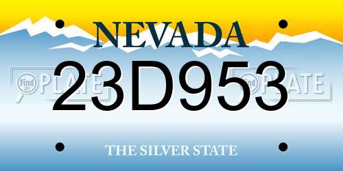 23D953 Nevada License Plate