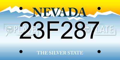 23F287 Nevada License Plate