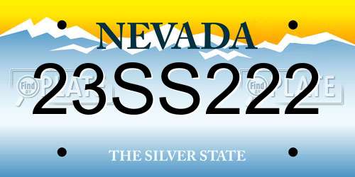 23SS222 Nevada License Plate