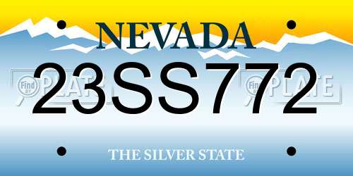 23SS772 Nevada License Plate