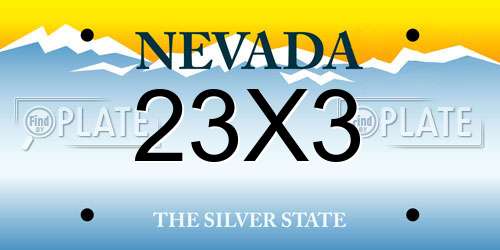 23X3 Nevada License Plate