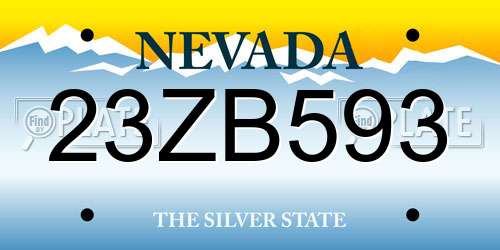 23ZB593 Nevada License Plate