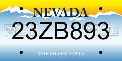 23ZB893 Nevada License Plate