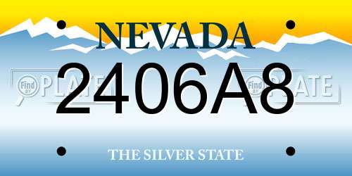 2406A8 Nevada License Plate