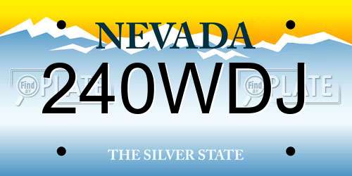 240WDJ Nevada License Plate