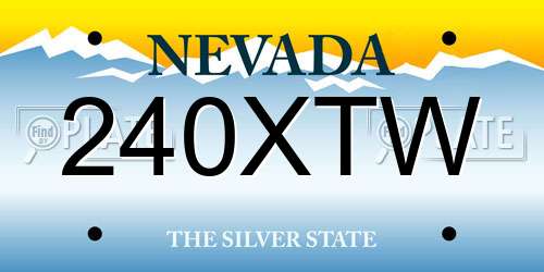 240XTW Nevada License Plate