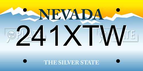 241XTW Nevada License Plate
