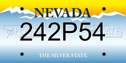 242P54 Nevada License Plate