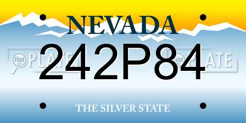 242P84 Nevada License Plate
