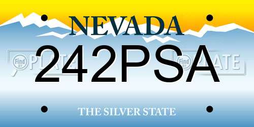 242PSA Nevada License Plate