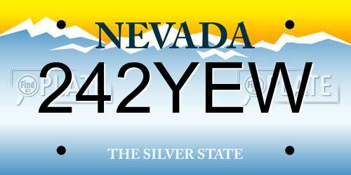 242YEW Nevada License Plate