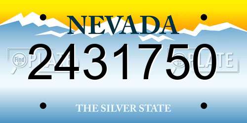 2431750 Nevada License Plate