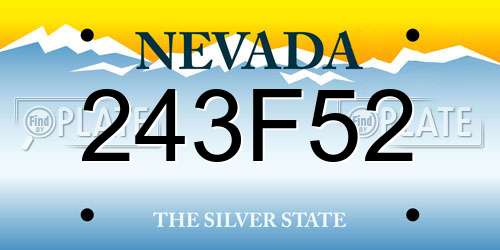 243F52 Nevada License Plate