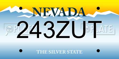 243ZUT Nevada License Plate