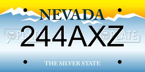 244AXZ Nevada License Plate