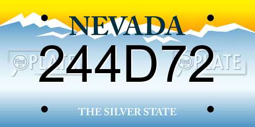 244D72 Nevada License Plate