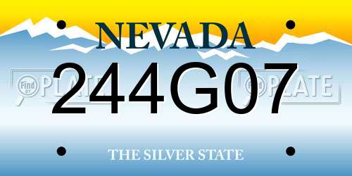 244G07 Nevada License Plate
