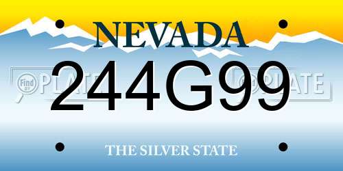 244G99 Nevada License Plate