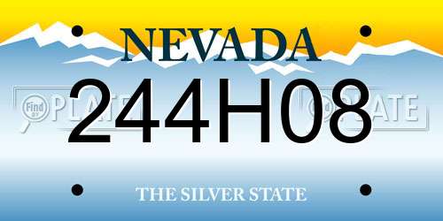 244H08 Nevada License Plate