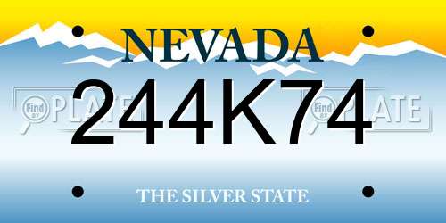 244K74 Nevada License Plate