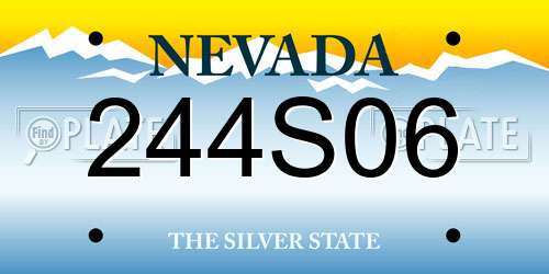 244S06 Nevada License Plate
