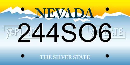 244SO6 Nevada License Plate