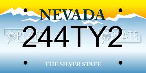 244TY2 Nevada License Plate