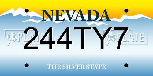 244TY7 Nevada License Plate