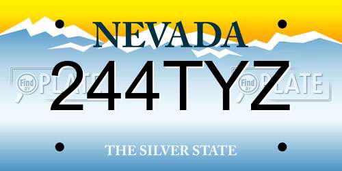 244TYZ Nevada License Plate