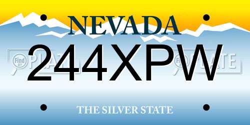 244XPW Nevada License Plate