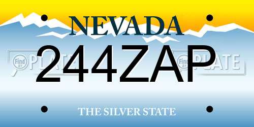 244ZAP Nevada License Plate
