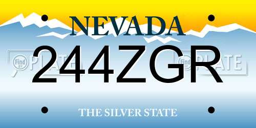 244ZGR Nevada License Plate