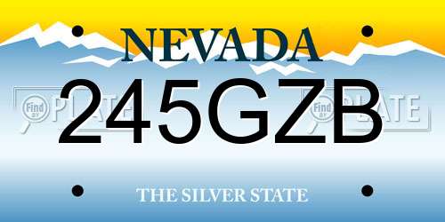 245GZB Nevada License Plate