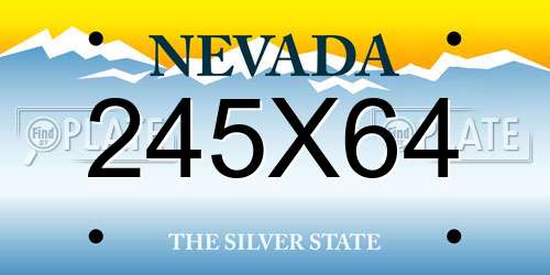 245X64 Nevada License Plate