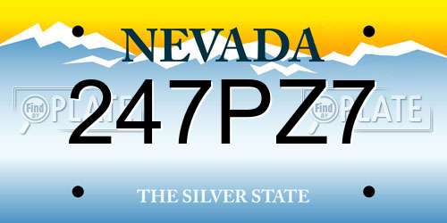247PZ7 Nevada License Plate