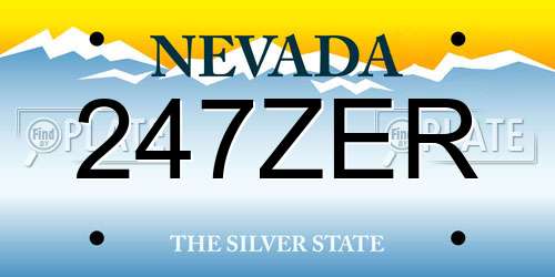 247ZER Nevada License Plate