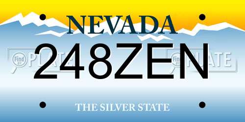 248ZEN Nevada License Plate