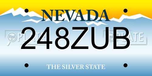 248ZUB Nevada License Plate