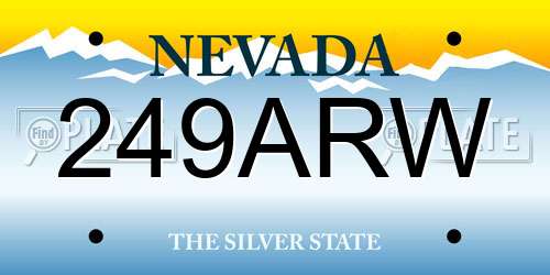 249ARW Nevada License Plate