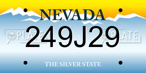 249J29 Nevada License Plate