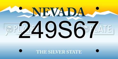 249S67 Nevada License Plate