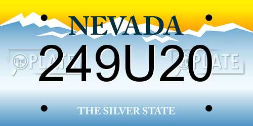 249U20 Nevada License Plate