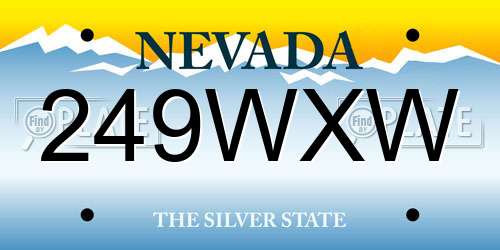 249WXW Nevada License Plate