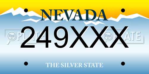 249XXX Nevada License Plate