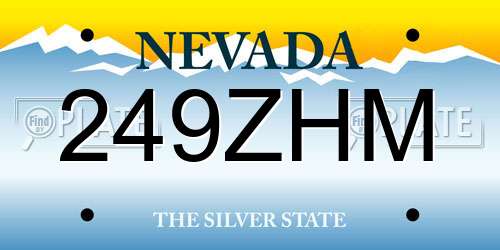 249ZHM Nevada License Plate