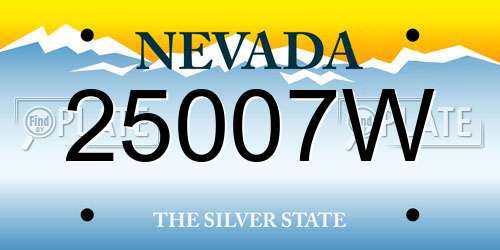 25007W Nevada License Plate