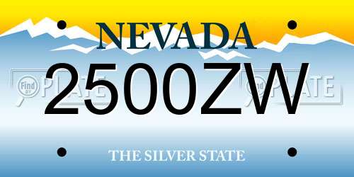 2500ZW Nevada License Plate