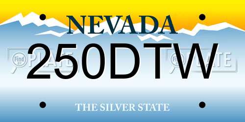 250DTW Nevada License Plate