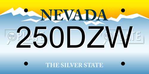 250DZW Nevada License Plate