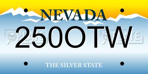 250OTW Nevada License Plate